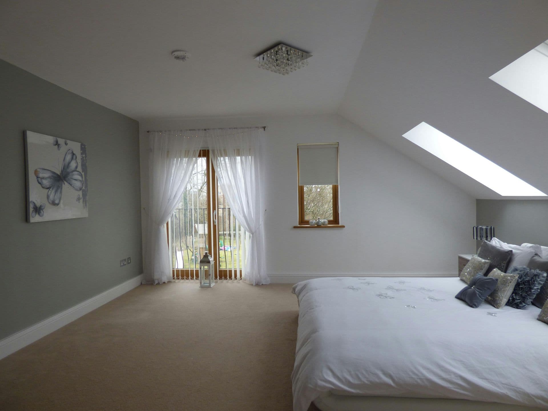 Bright bedroom with skylight